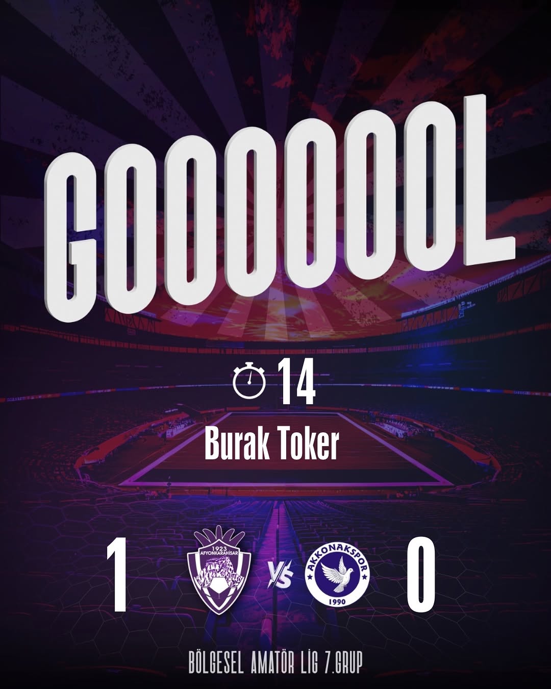 1923 Afyonkarahisar Spor Kulübü Burak Toker İle Gol Sevinci