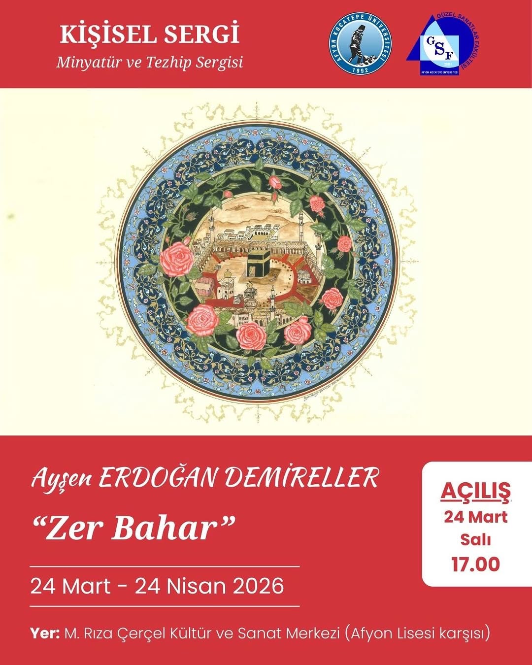 Afyon Kocatepe Üniversitesi'nde Bugün: Ayşen Erdoğan Demirellerin Zer Bahar Sergisi