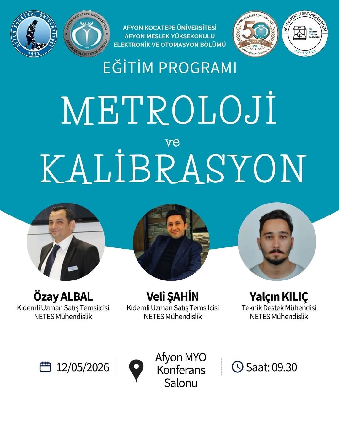 Afyon Kocatepe Üniversitesi'nde Bugün: Metroloji ve Kalibrasyon Eğitimi