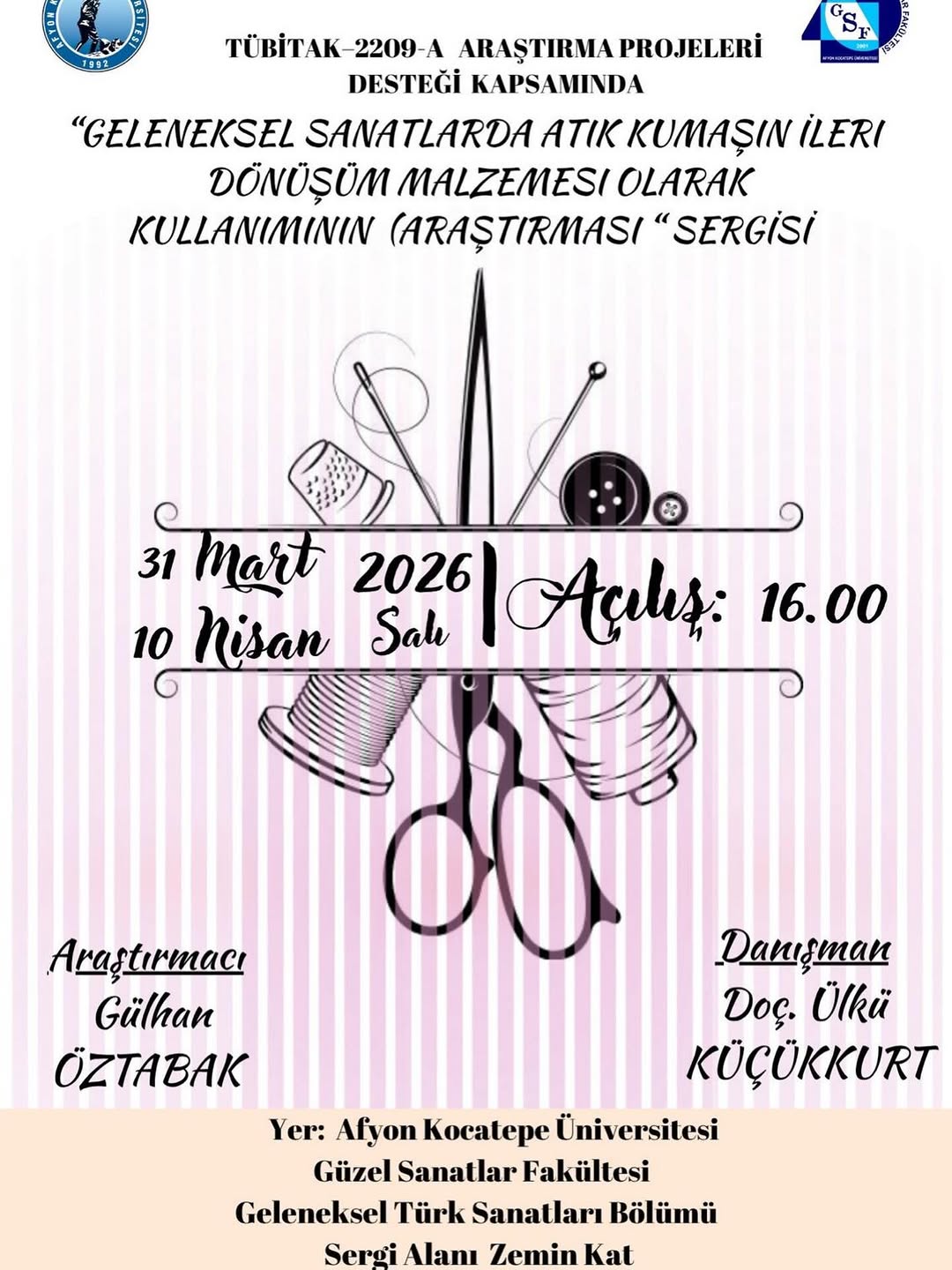 Afyon Kocatepe Üniversitesi'nde Geleneksel Sanatlarda Atık Kumaşın İleri Dönüşüm Malzemesi Sergisi