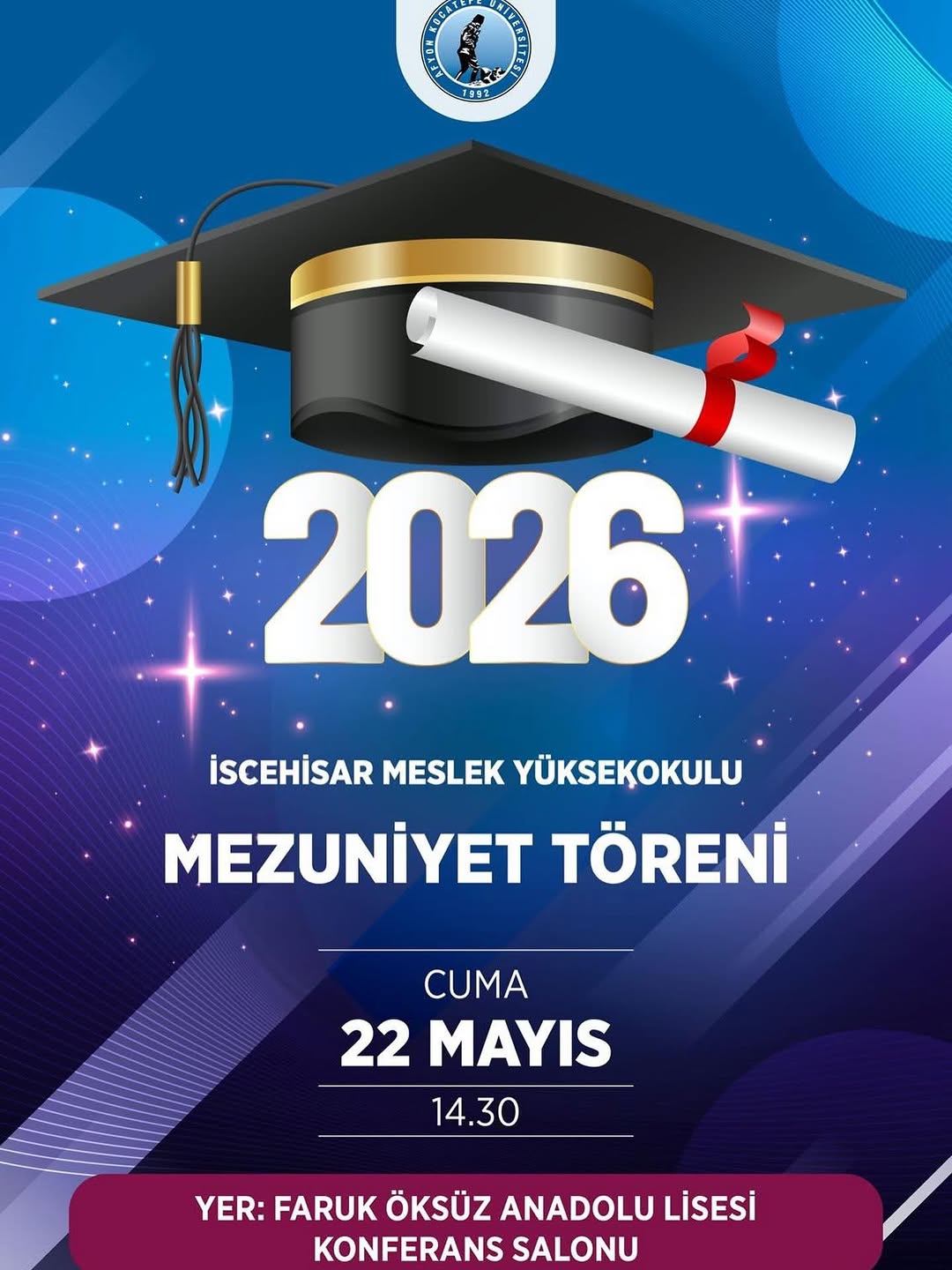 Afyon Kocatepe Üniversitesi'nden Bugün: İscehisar Meslek Yüksekokulu Mezuniyet Töreni