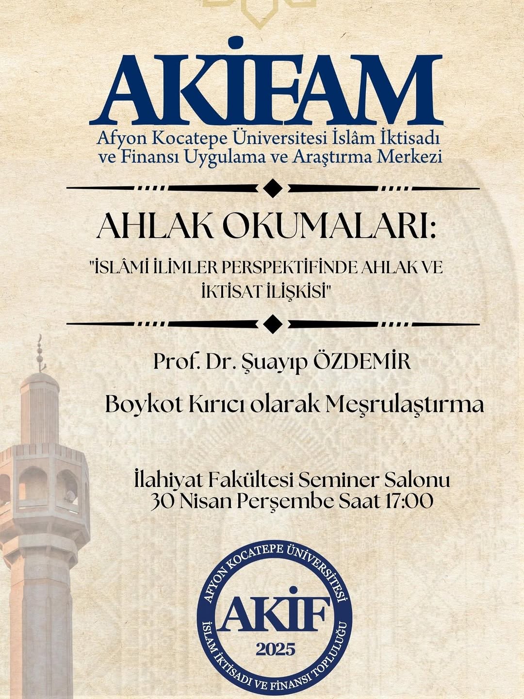 Afyon Kocatepe Üniversitesi'nden Seminer Duyurusu