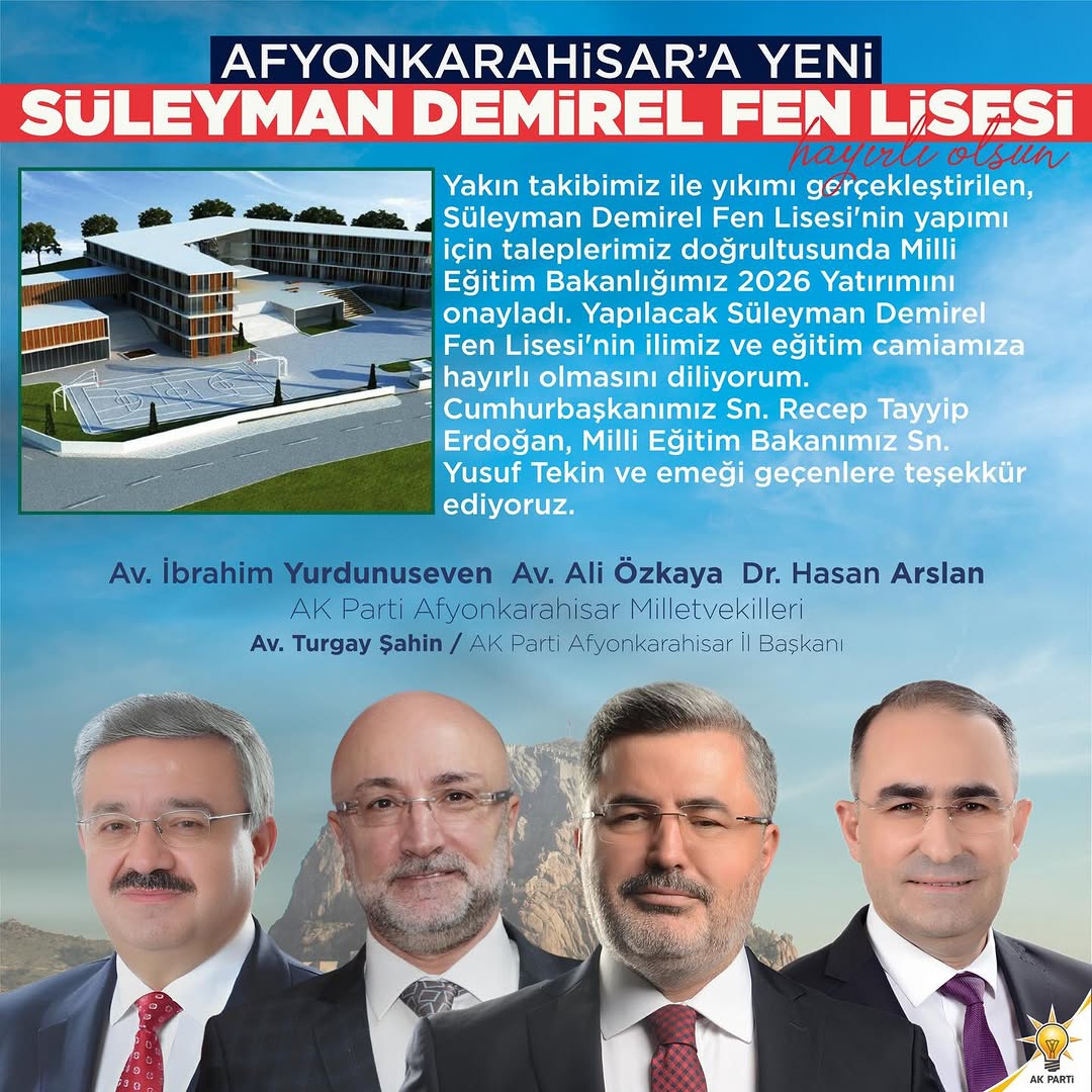 Afyonkarahisar’a Yeni Süleyman Demirel Fen Lisesi Açıldı