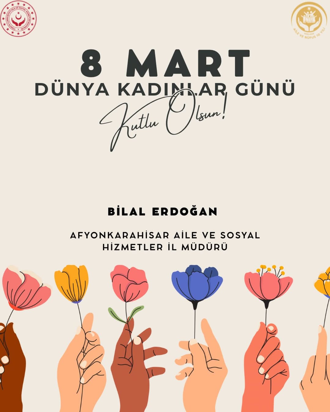 Afyonkarahisar Aile Ve Sosyal Hizmetler İl Müdürlüğü'nden 8 Mart Dünya Kadınlar Günü Paylaşımı