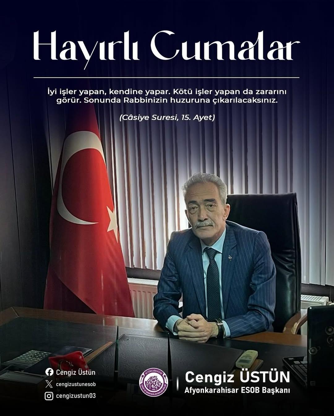 Afyonkarahisar Esnaf Ve Sanatkarlar Odaları Birliği'nden Hayırlı Cumalar Dileği