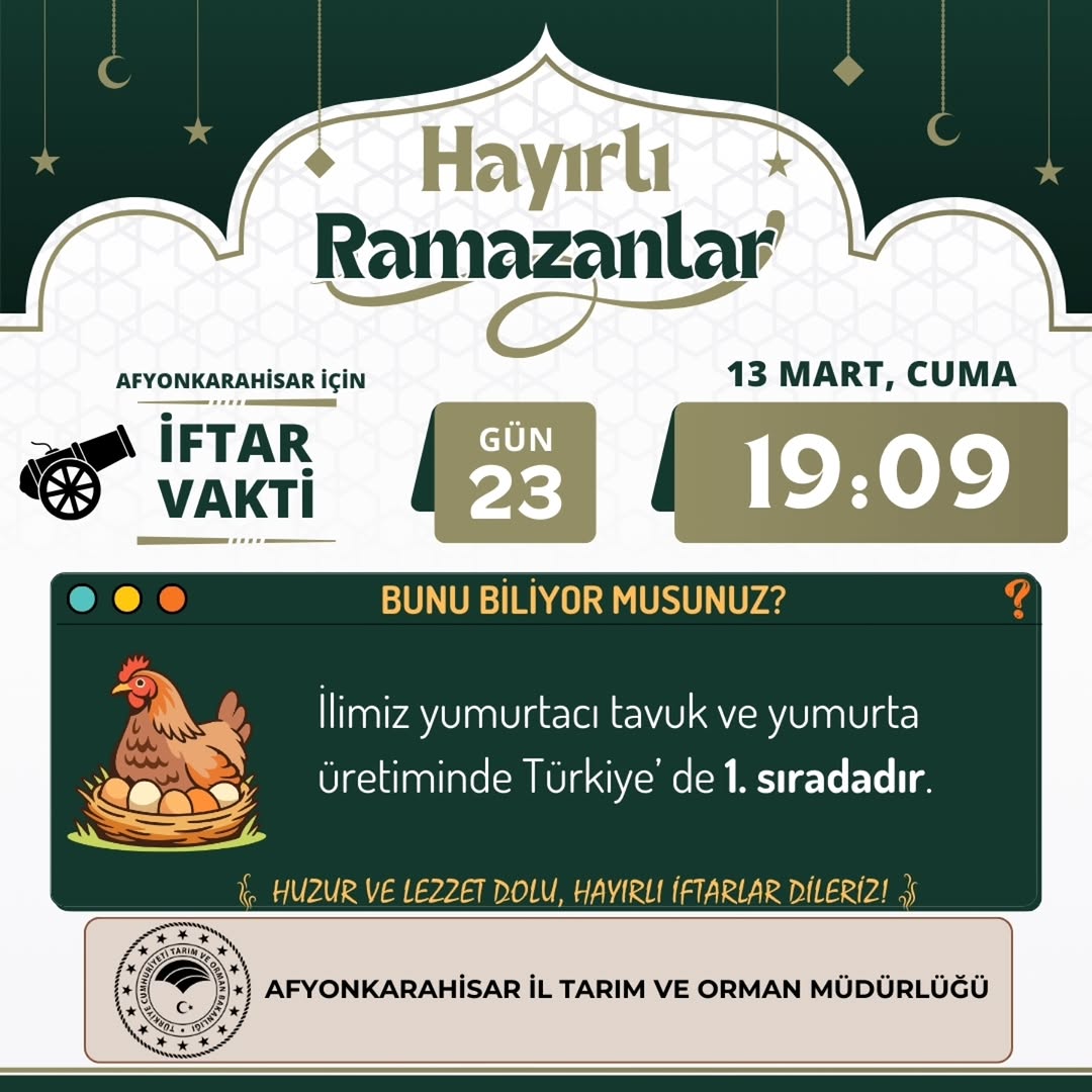 Afyonkarahisar İl Tarım Ve Orman Müdürlüğü'nden İftar Vakti Duyurusu