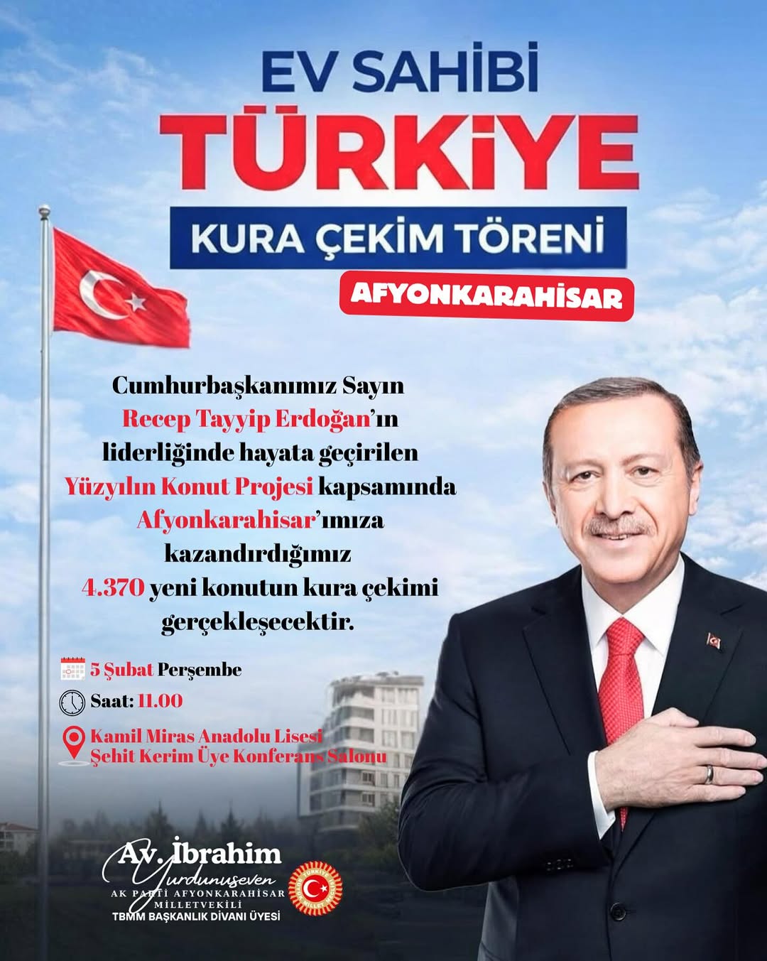 Afyonkarahisar’ımıza Hayırlı Olsun: 4.370 Yeni Konut Kura Çekimi