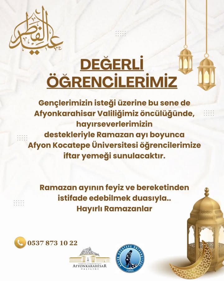 Afyonkarahisar Valiliği Gençler İçin İftar Programı Düzenliyor