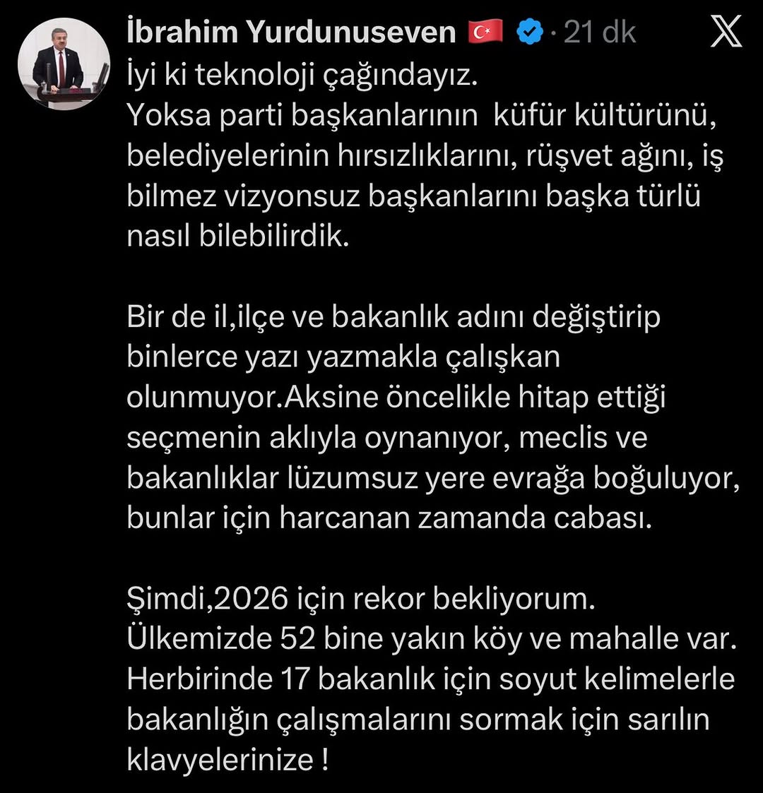 Ak Parti Milletvekili Yurdunuseven'den Teknoloji Çağına Dair Değerlendirme