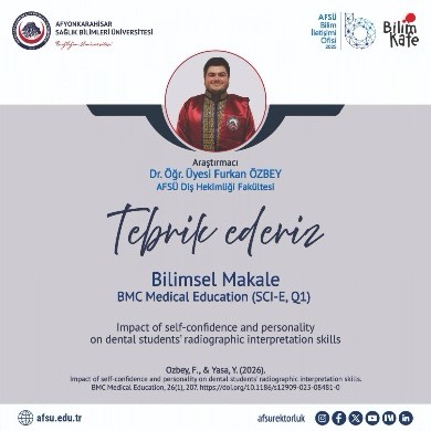 Akademik Başarı: Bilimsel Makale (BMC Medical Education)