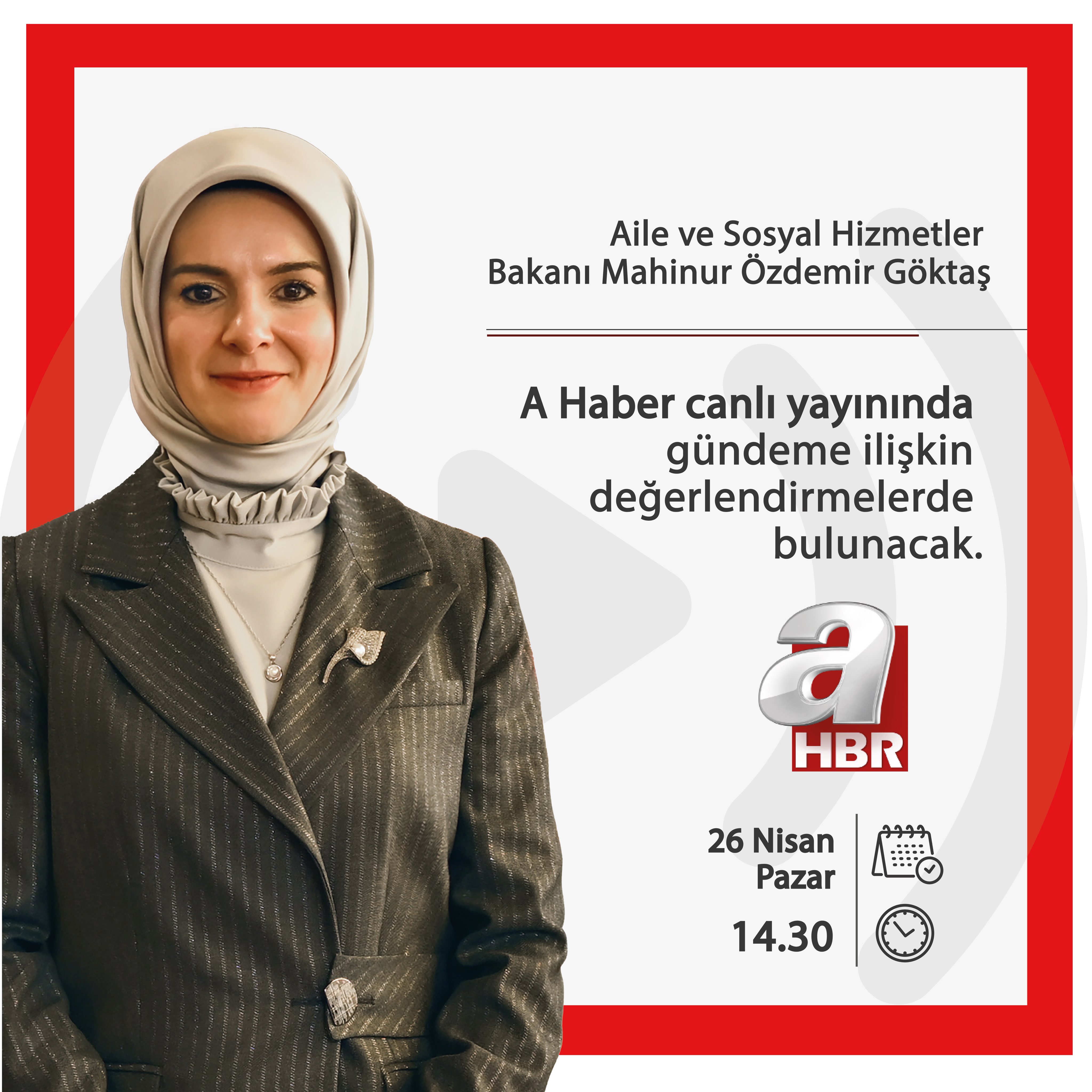 Bakan Mahinur Özdemir Göktaş, A Haber'de açıklama yapacak