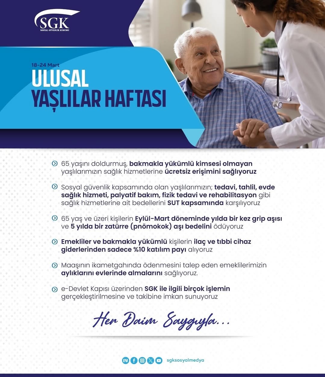 Büyüklerimize Destek: Sağlık Hizmetlerinden Maaş Ödemelerine Kadar Her Zaman Yanındayız