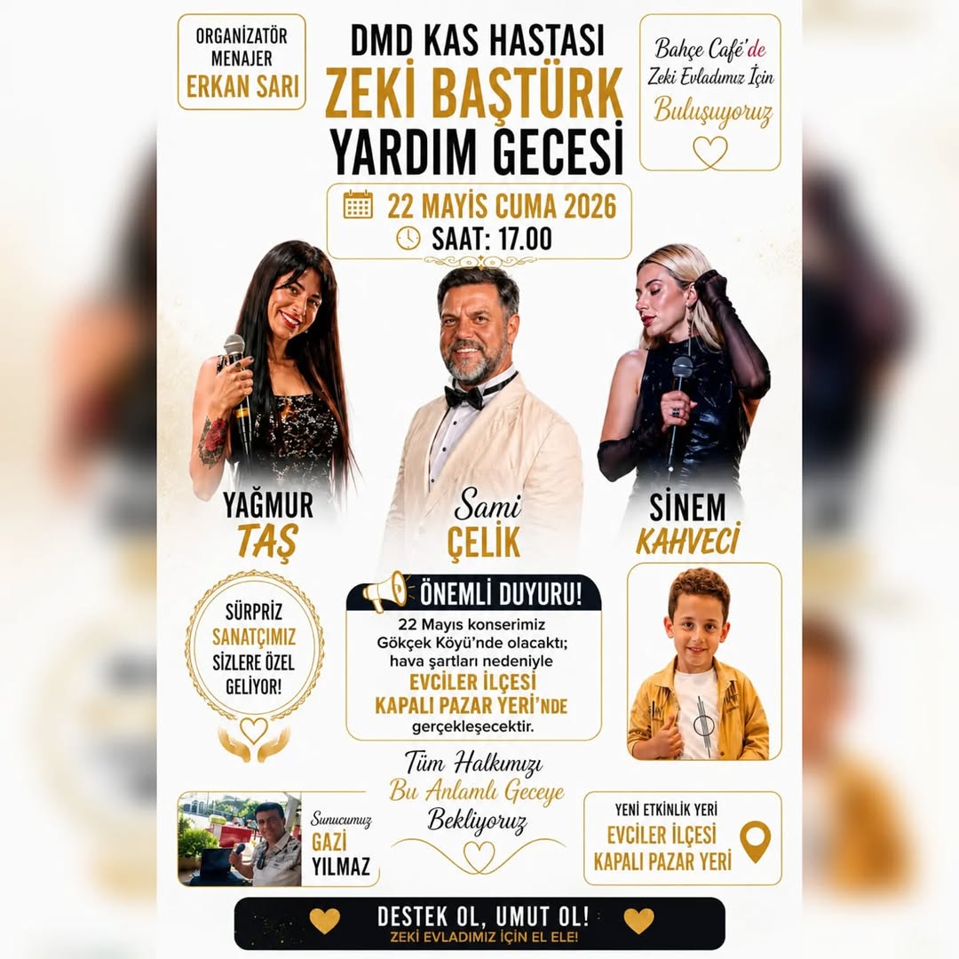 Evciler Belediyesi'nden DMD Kas Hastası Zeki Baştürk İçin Yardım Gecesi Düzenlenecek