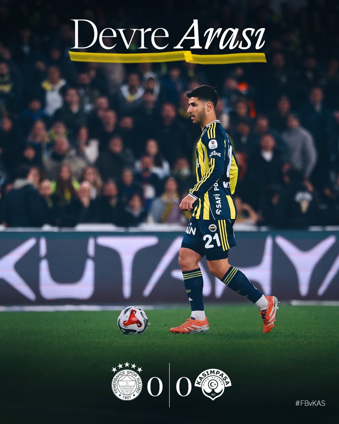 Fenerbahçe - Kasımpaşa Maçında İlk Yarı 0-0 Sonuçlandı