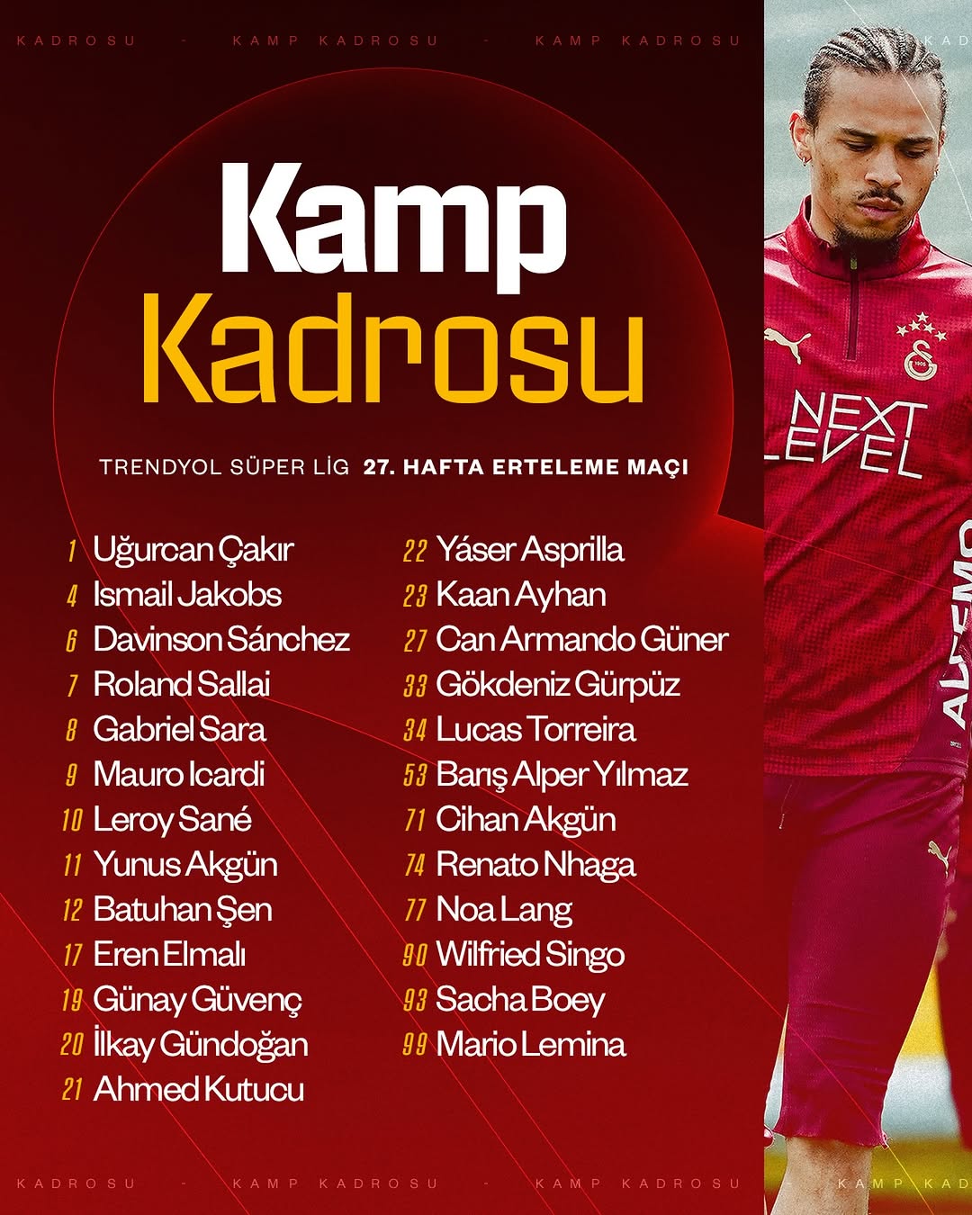 ✈️ Göztepe maçı kamp kadromuz. GÖZvGS...