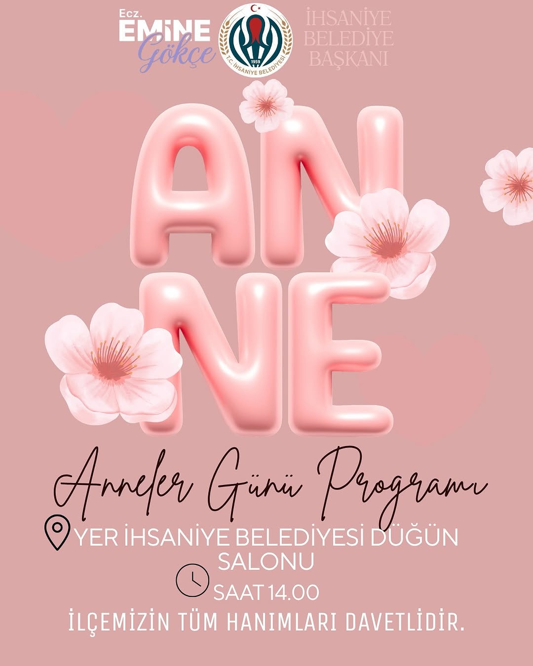 İhsaniye Belediye Başkanı Emine Gökçe'den Anneler Günü Programı Duyurusu