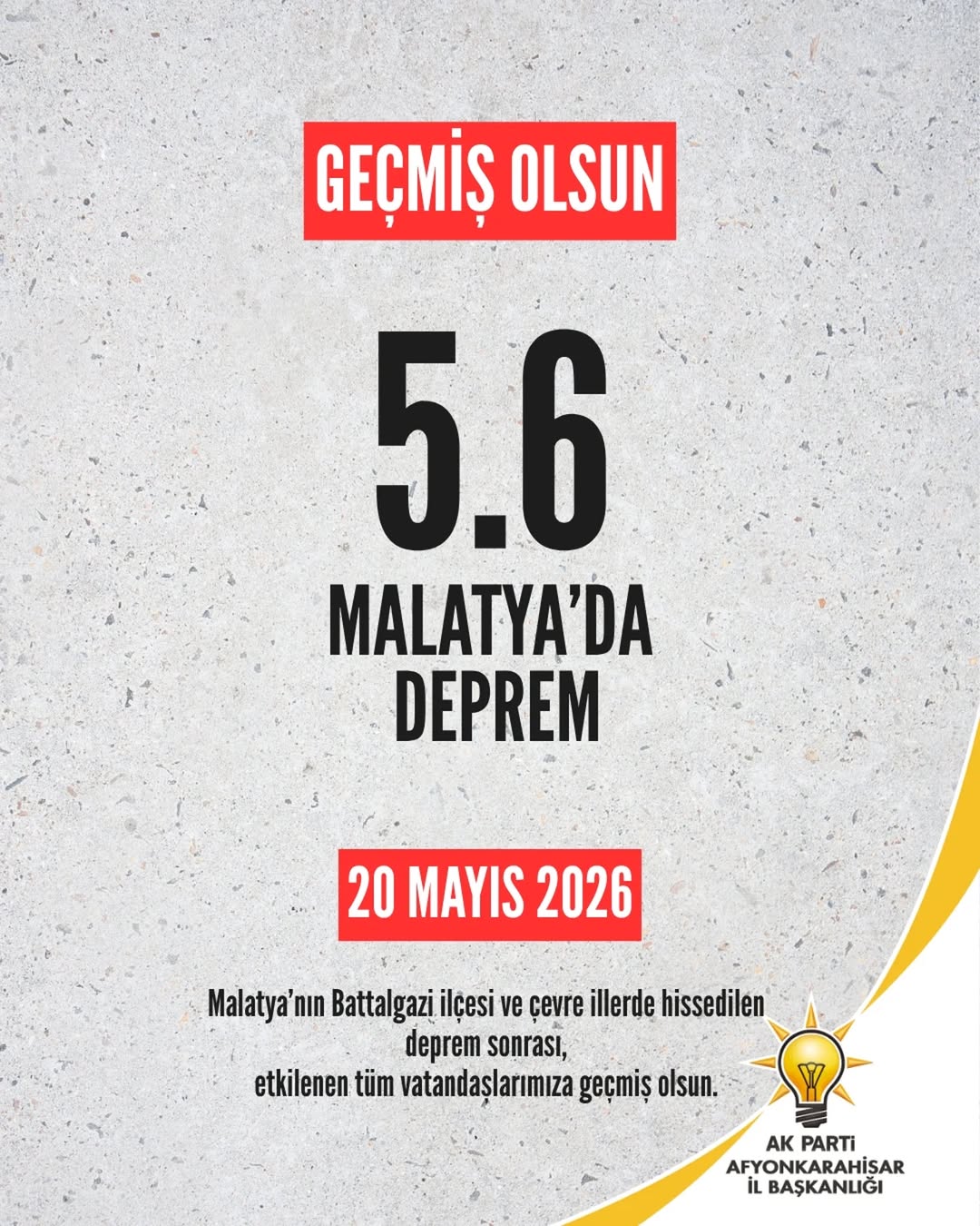 Malatya'nın Battalgazi İlçesinde Meydana Gelen 5.6 Büyüklüğündeki Deprem