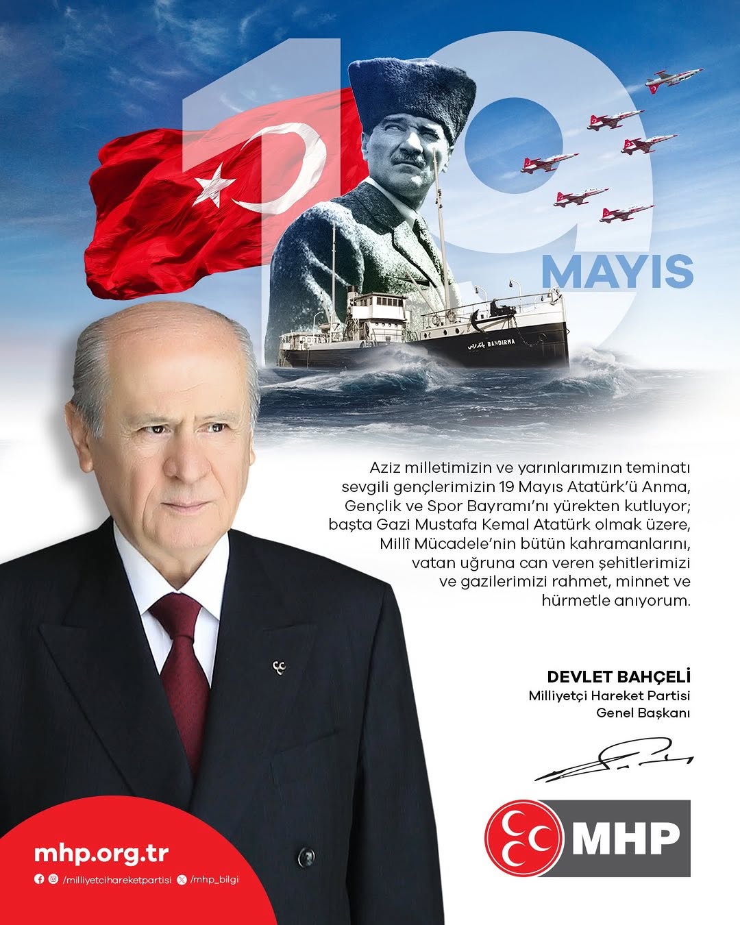 MHP KAÇEP Afyonkarahisar Başkanlığı'ndan 19 Mayıs Mesajı