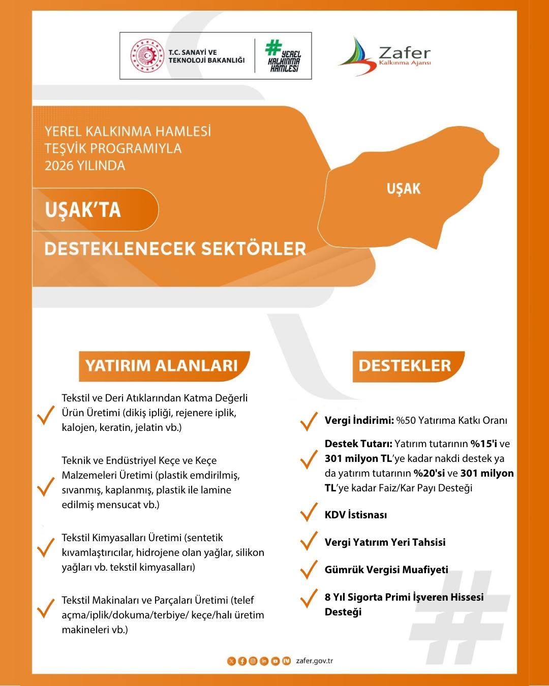 Uşak Yerel Kalkınma Hamlesi Teşvik Programı'nın 2026 Dönemi Başlıyor