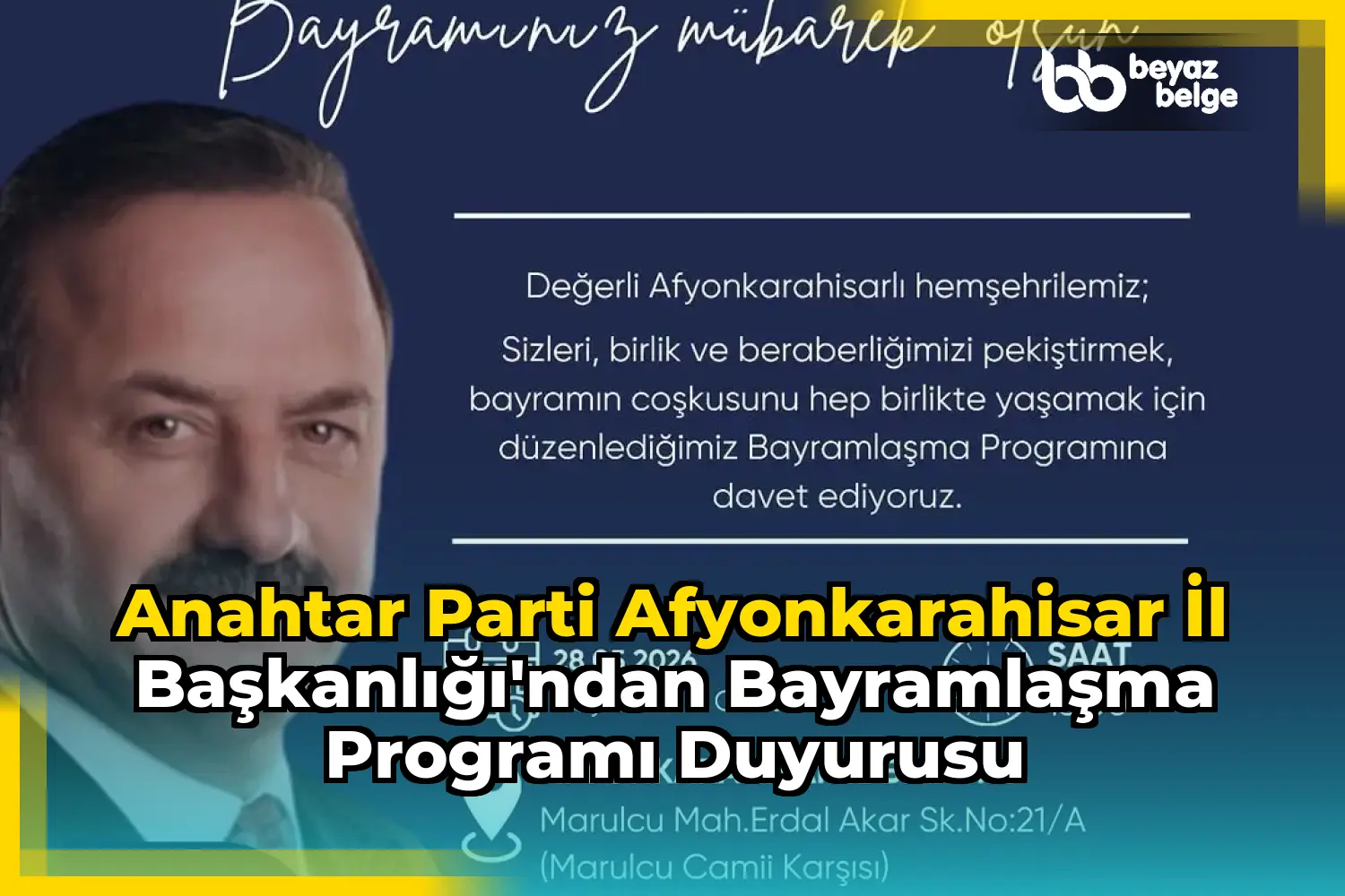 Anahtar Parti Afyonkarahisar İl Başkanlığı'ndan Bayramlaşma Programı Duyurusu
