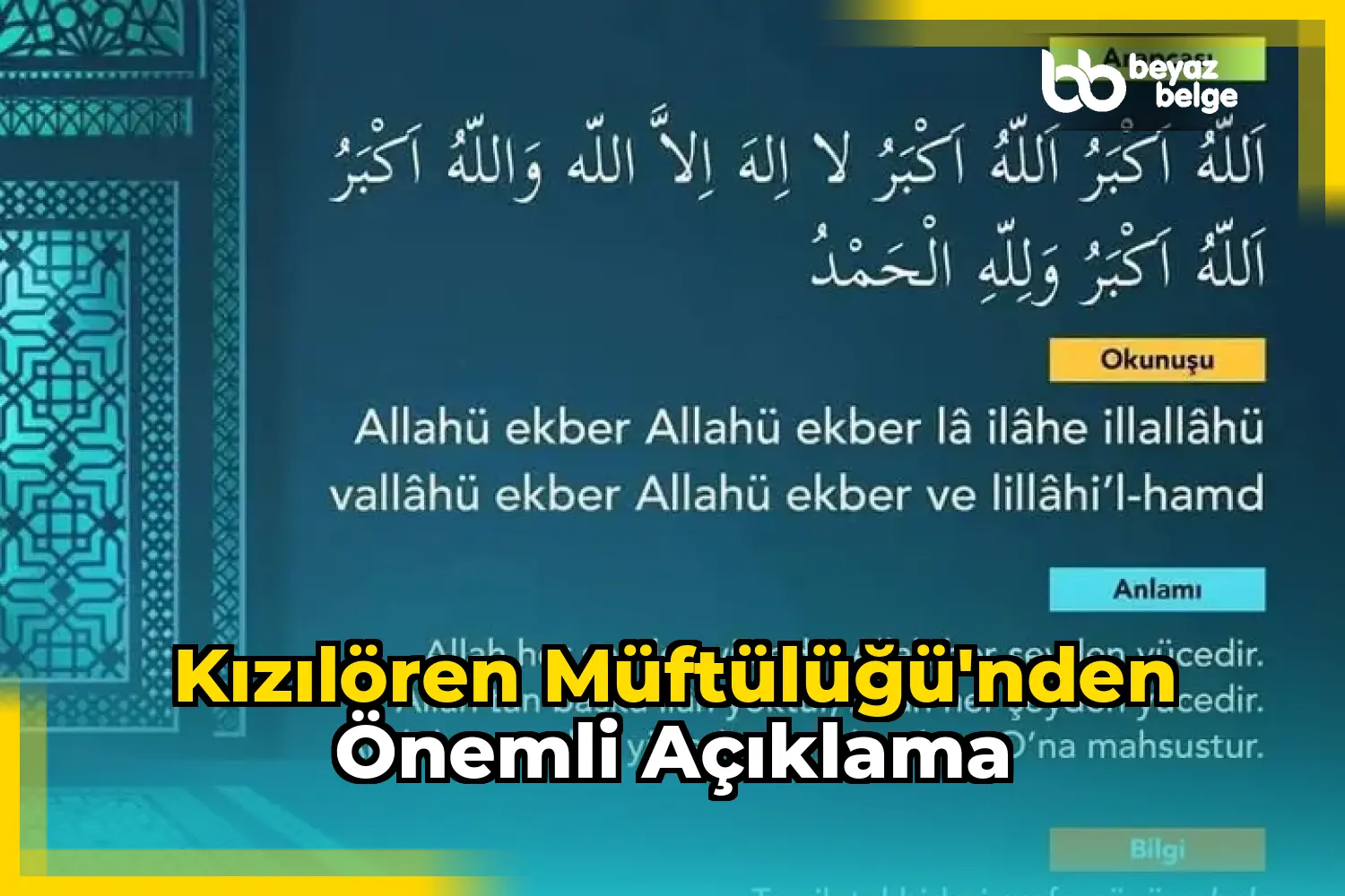 Kızılören Müftülüğü'nden Önemli Açıklama