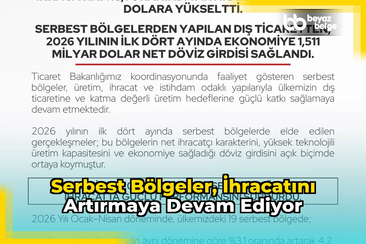 Serbest bölgeler, ihracatını artırmaya devam ediyor