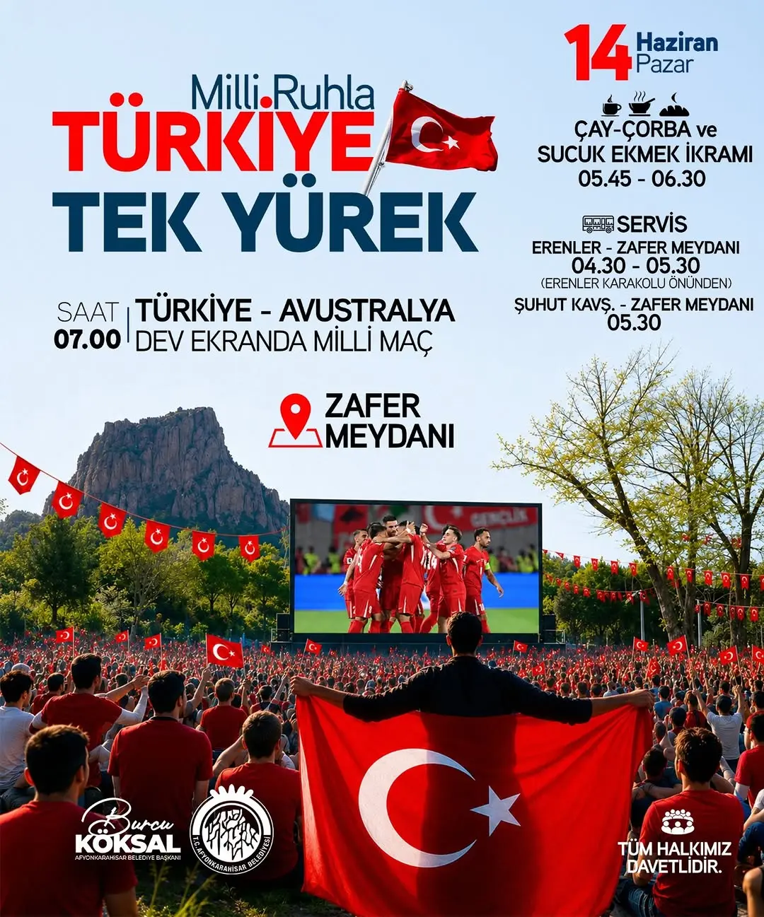 A Milli Takımımızın Avustralya Maçını Zafer Meydanı'nda İzleyeceğiz
