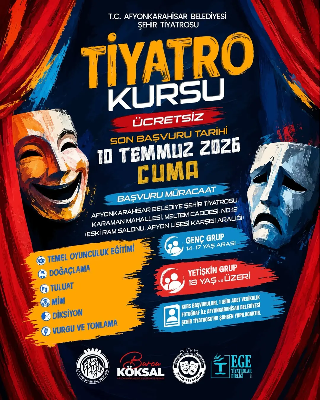 Afyonkarahisar Belediyesi Ücretsiz Tiyatro Kursu Başlıyor!