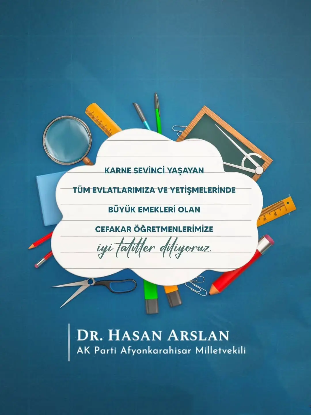 Ak Parti Milletvekili Hasan Arslan'dan Karne Sevinci Kutlaması