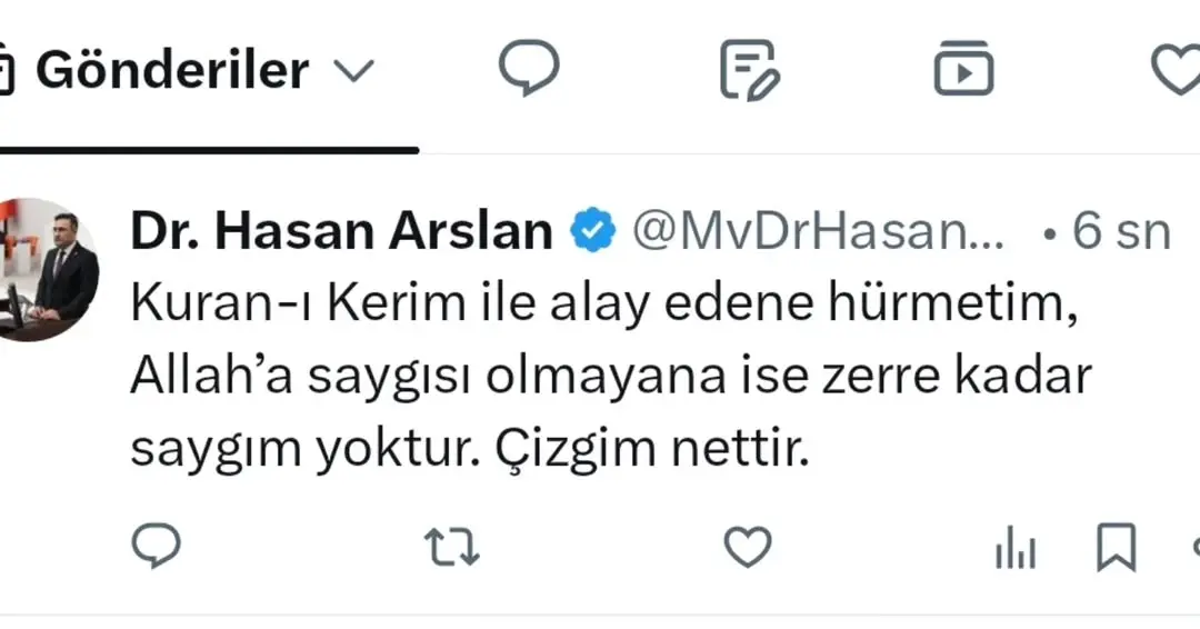 Ak Parti Milletvekili Hasan Arslan'dan Sert İfade: Kuran-ı Kerim ile Alay Edenlere Hürmet Yok