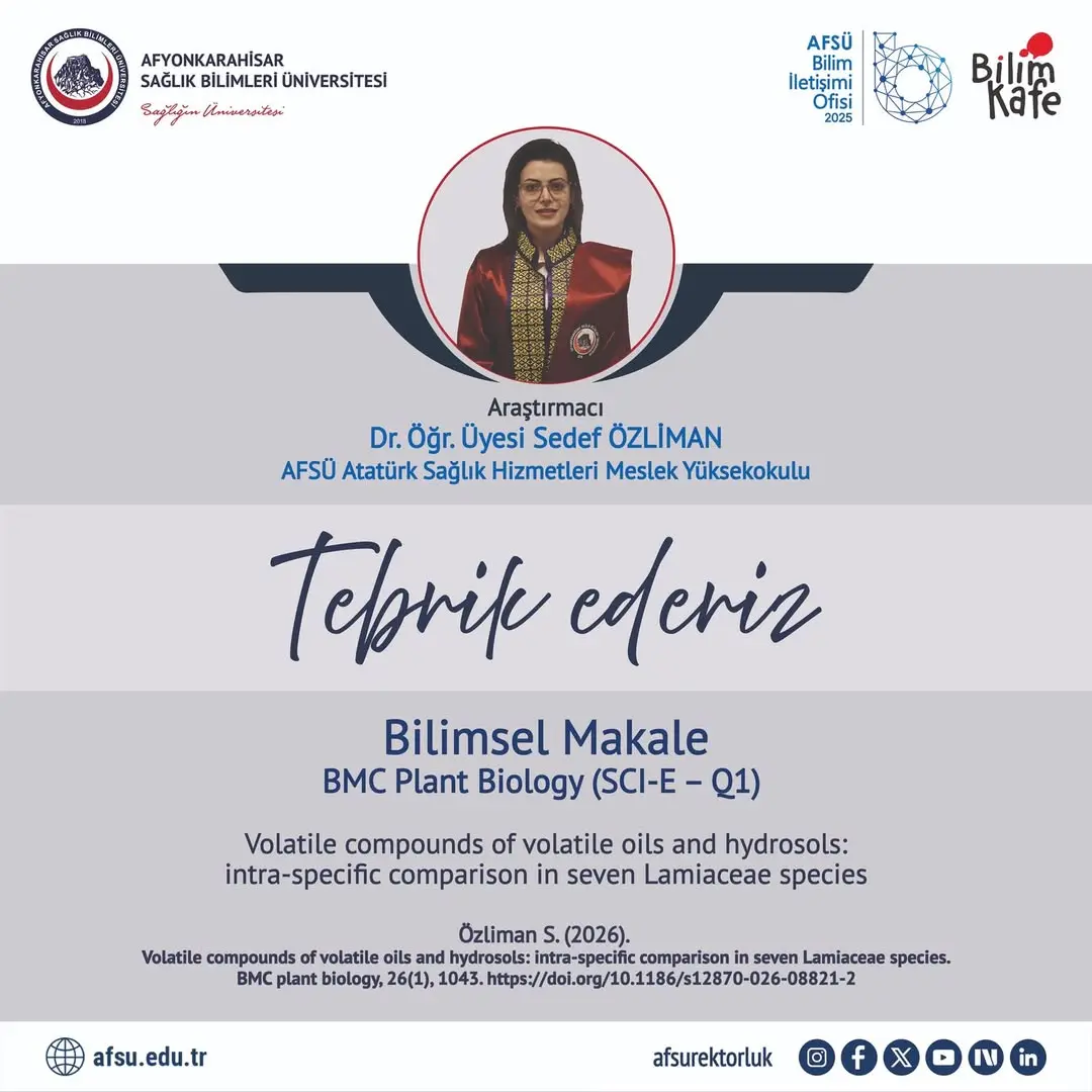 Akademik Başarı: AFSÜ'den Yeni Bilimsel Makale (BMC Plant Biology)