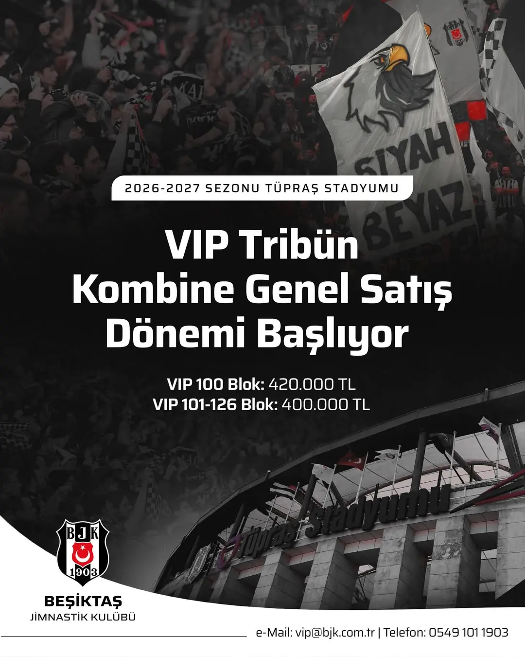 Beşiktaş'ın 2026-2027 Sezonu VIP Tribün Kombine Satışları Başlıyor