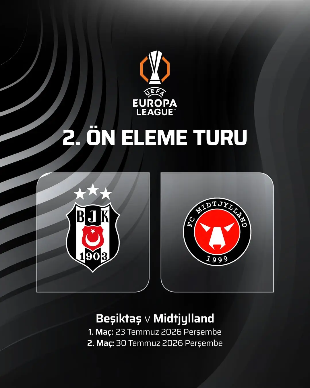 Beşiktaş, UEFA Avrupa Ligi'nde Midtjylland ile eşleşti!