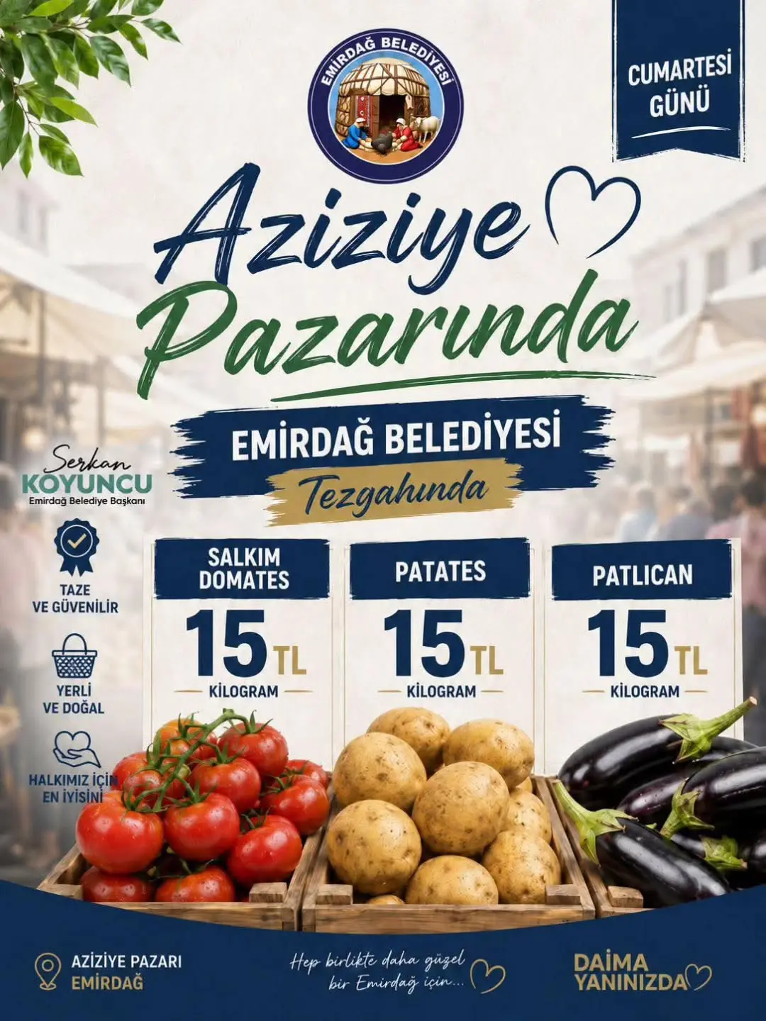 Emirdağ Belediye Başkanı Serkan Koyuncu, Aziziye Cumartesi Pazarını Ziyaret Ediyor
