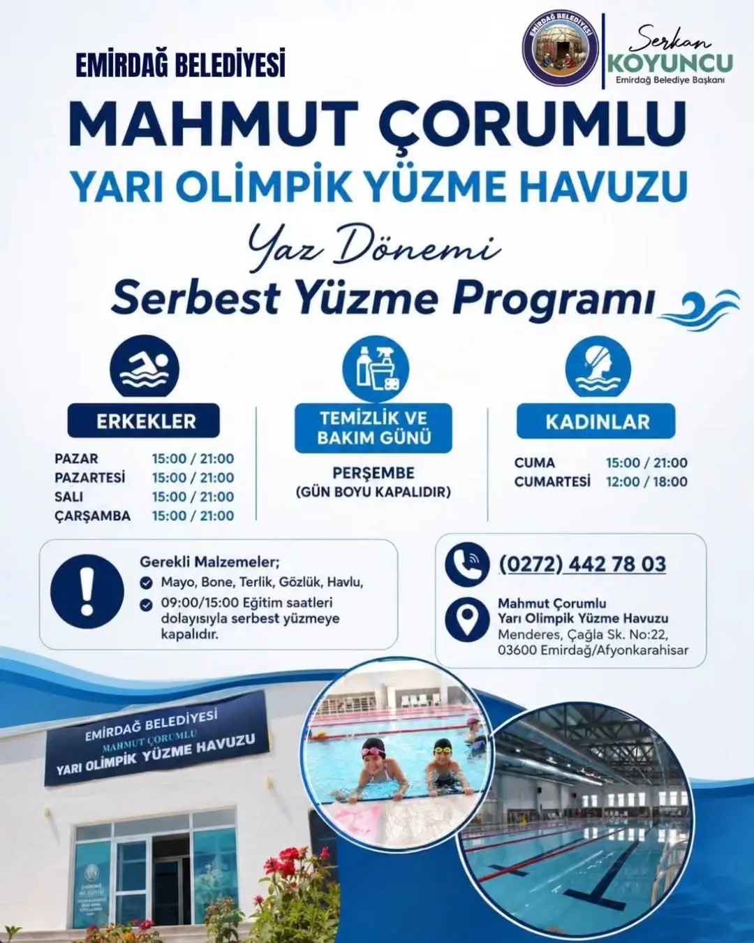 Emirdağ Belediye Başkanı Serkan Koyuncu'dan Yaz Dönemi Yüzme Programı Açıklaması