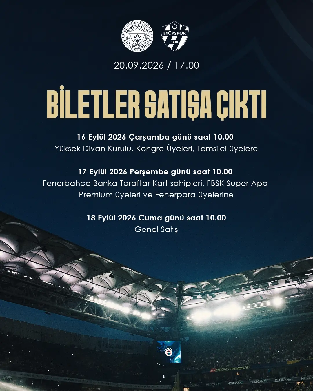 Fenerbahçe, Eyüpspor Maçı Bilet Satışı Hakkında Duyuru Yaptı