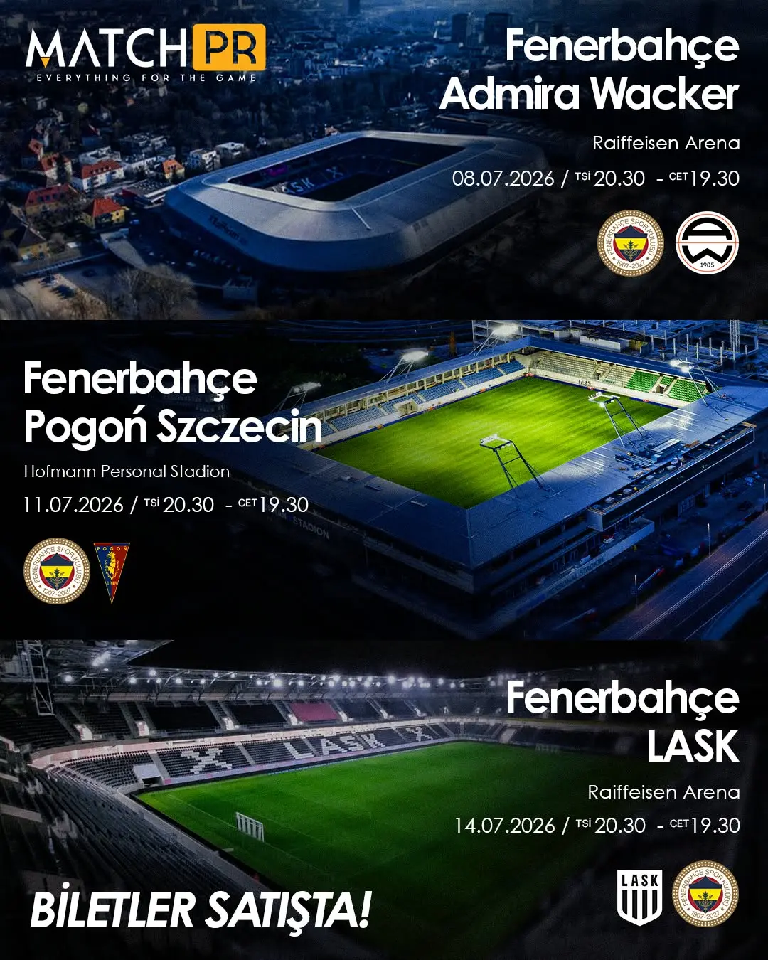 Fenerbahçe'nin Avusturya Hazırlık Kampı Maçları Biletleri Satışta!
