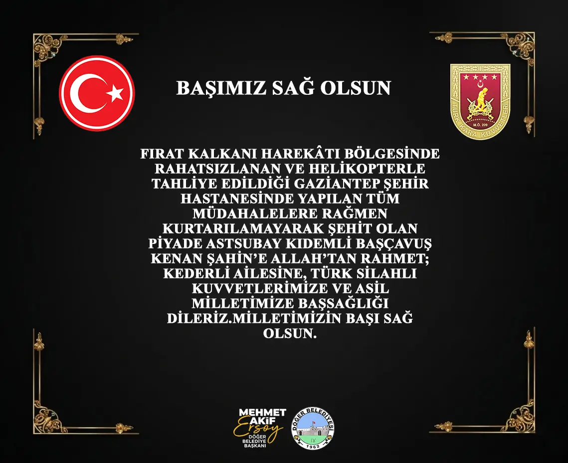 Fırat Kalkanı Harekâtı'nda Rahatsızlanan ve Şehit Olan Piyade Astsubayın Son Durumu
