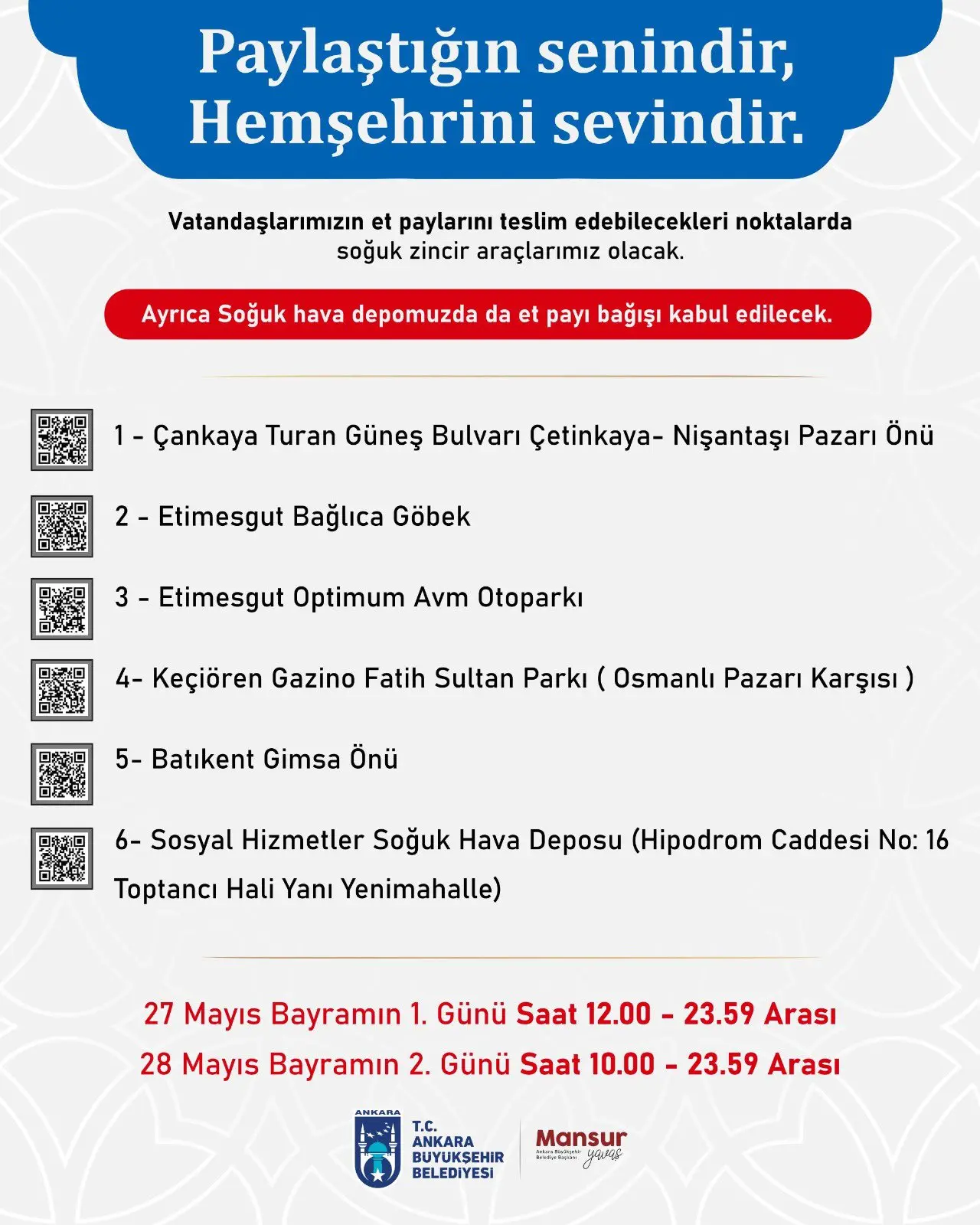 Kurban Bayramı'nda dayanışma çağrısı yapıldı