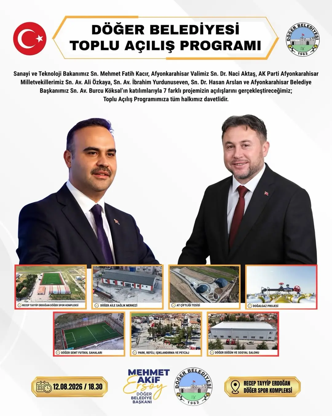Sanayi ve Teknoloji Bakanı Kacır, Vali Aktaş ve Diğer Yetkililerden Döğer'de Toplu Açılış Programı