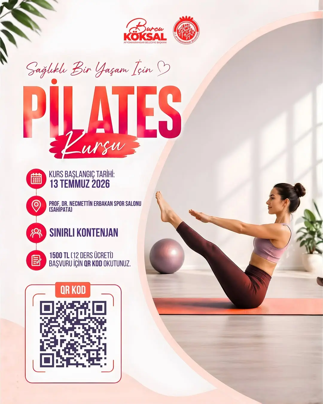 T.C. Afyonkarahisar Belediyesi Pilates Kursu Duyurusu