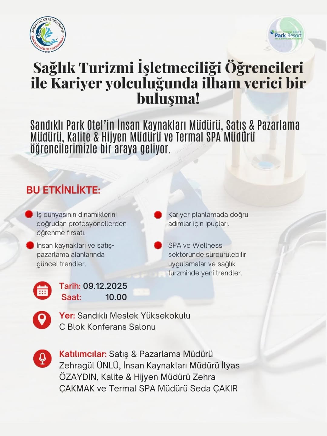 Afyon Kocatepe Üniversitesi'nde Sağlık Turizmi İşletmeciliği Programı Öğrencileriyle Kariyer Buluşması