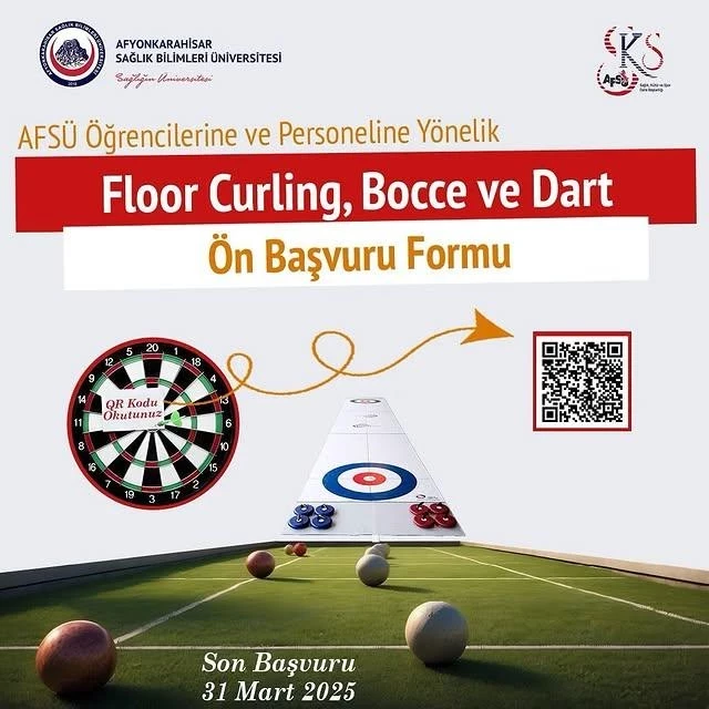 Afyonkarahisar Sağlık Bilimleri Üniversitesi: Floor Curling, Bocce ve Dart Başvuruları Başladı